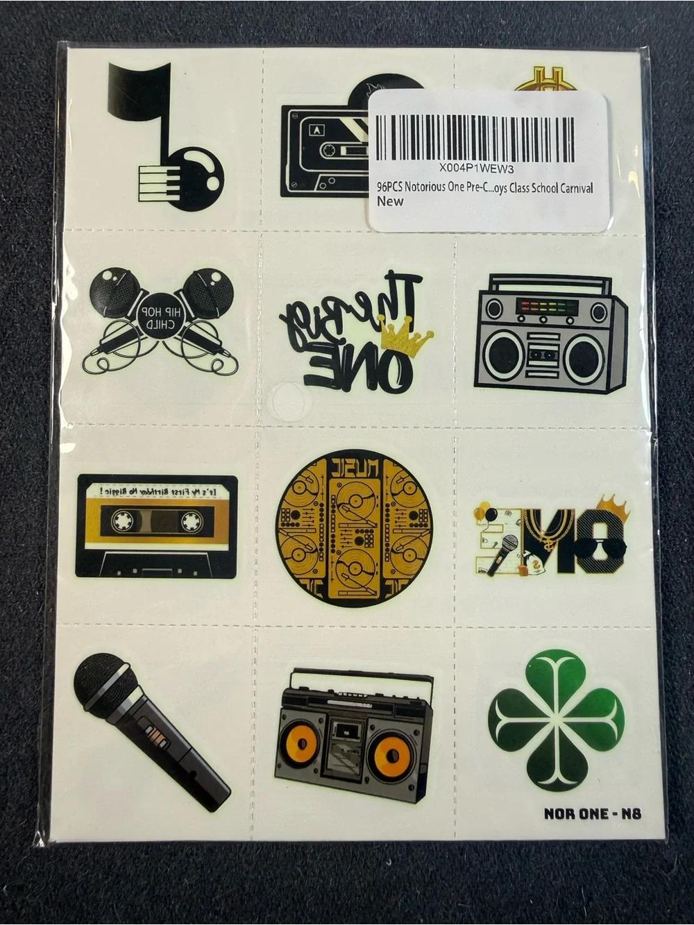 Baby’s First Birthday Hip Hop Party Favor Temporary Tattoos 96 pcs